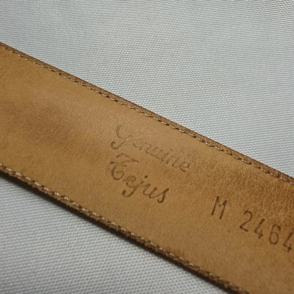 Saks Fifth Ave Unisex Dress Belt 34 Leather Lizard Skin Made in Spain Men Women